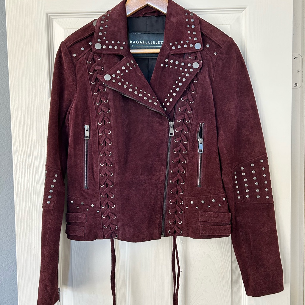 Bagatelle Women's Deep Burgundy Leather Jacket